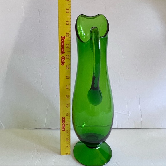 Vintage Hand Blown Green Glass Pitcher 19” - Picture 6 of 15